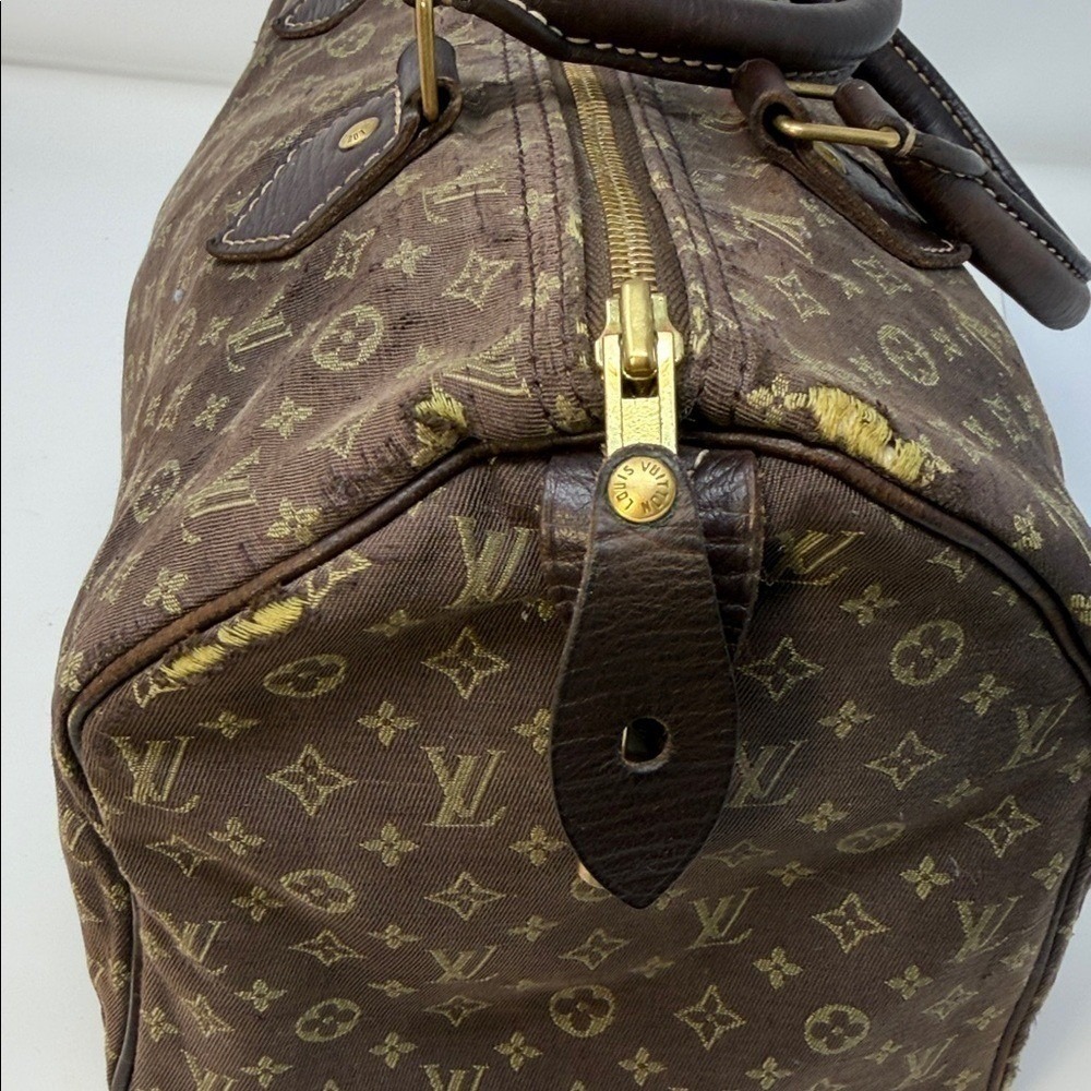 Louis Vuitton Vintage 2008 Monogram Mini Lin Speedy 30 Brown Ebene Trim Satchel - Picture 16 of 17